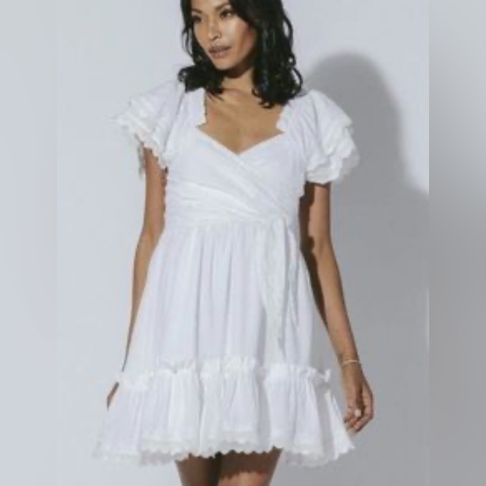 Cleobella White Ruffled Mini Dress